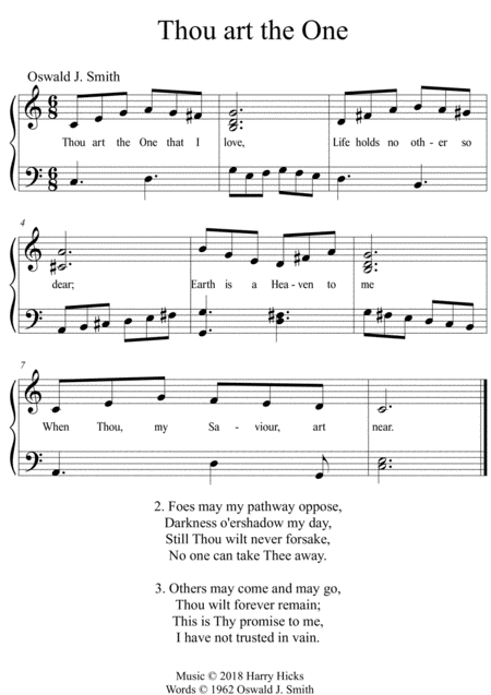 Thou Art The One That I Love A New Tune To A Wonderful Oswald Smith Poem Sheet Music