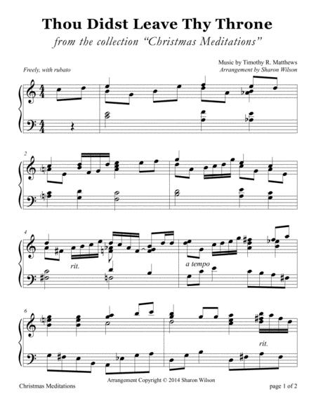 Thou Didst Leave Thy Throne Large Print Piano Solo Sheet Music