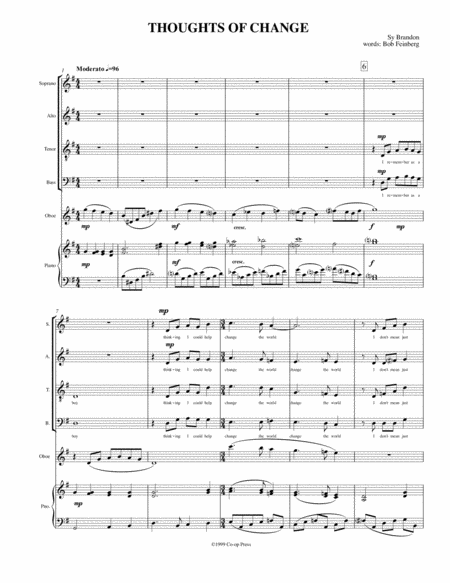 Free Sheet Music Thoughts Of Change