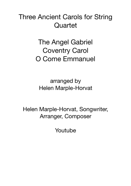 Three Ancient Carols For String Quartet Sheet Music