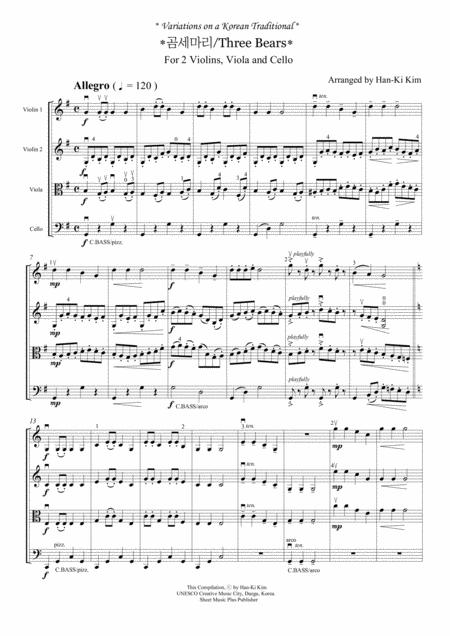 Free Sheet Music Three Bears For String Quartet