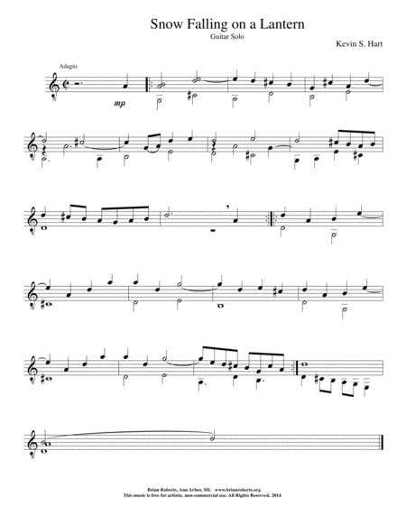 Three Cabins Iii Snow Falling On A Lantern For Guitar Solo Sheet Music