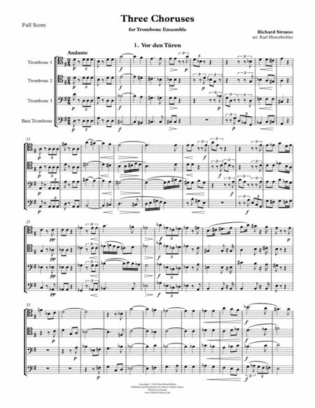 Three Choruses For Trombone Ensemble Sheet Music