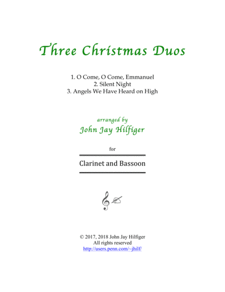 Free Sheet Music Three Christmas Duos For Clarinet And Bassoon