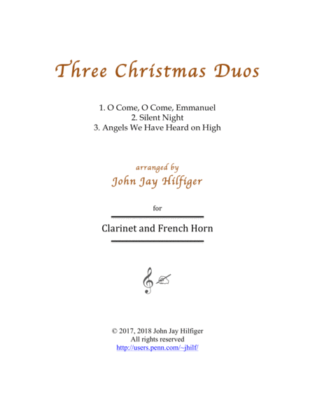 Free Sheet Music Three Christmas Duos For Clarinet And Horn