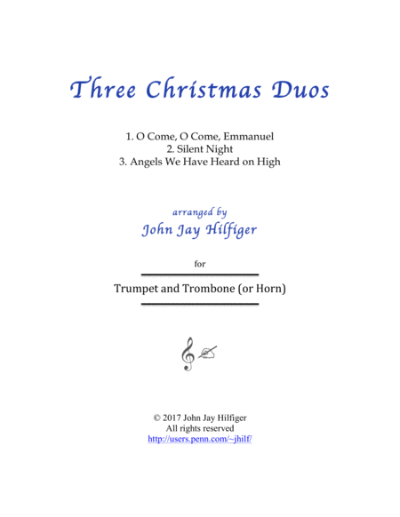 Free Sheet Music Three Christmas Duos For Trumpet And Trombone