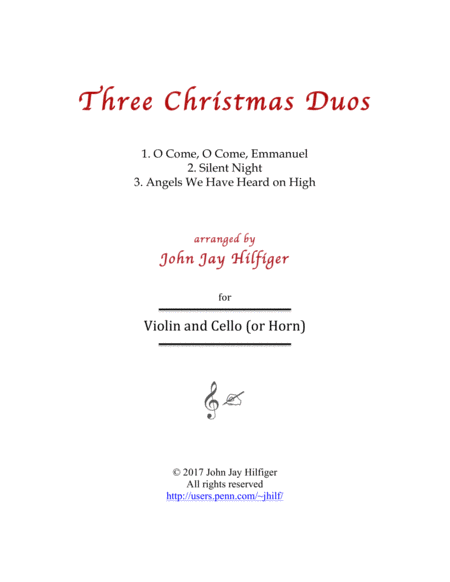 Free Sheet Music Three Christmas Duos