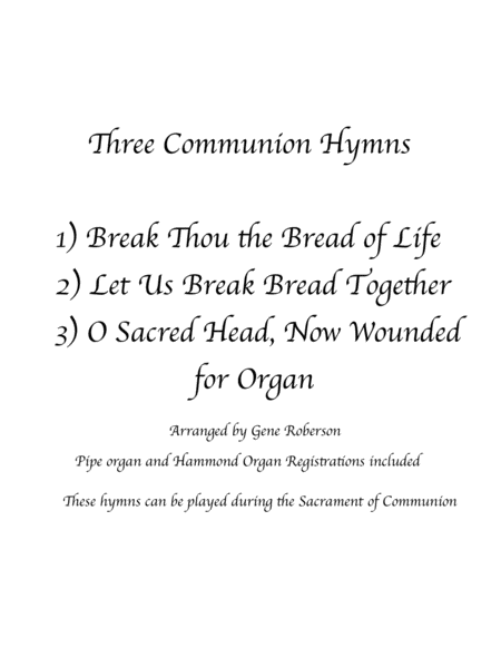 Free Sheet Music Three Communion Hymns For Organ