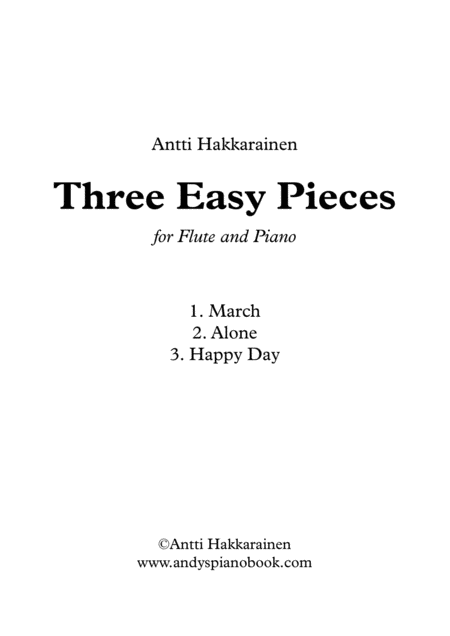 Free Sheet Music Three Easy Pieces For Flute And Piano