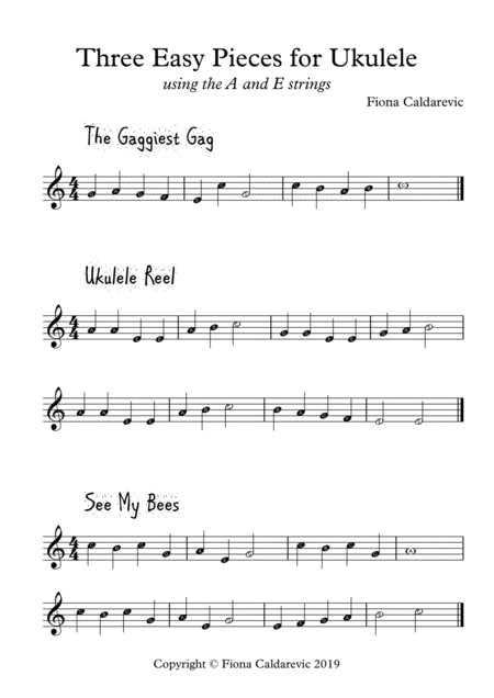 Three Easy Pieces For Ukulele Sheet Music