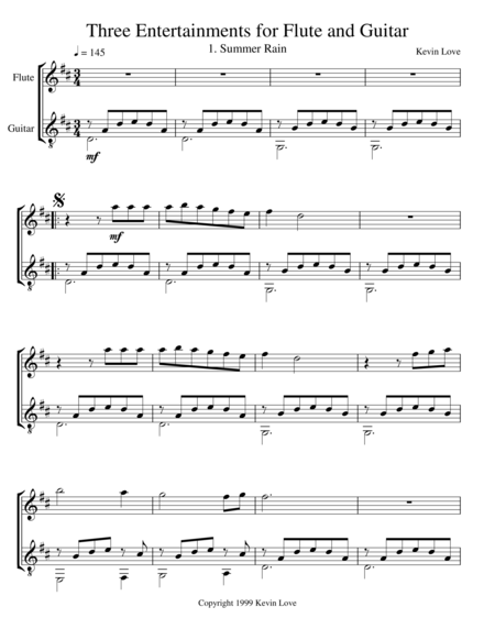 Free Sheet Music Three Entertainments For Flute And Guitar Score And Parts