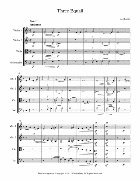 Free Sheet Music Three Equali For String Quartet