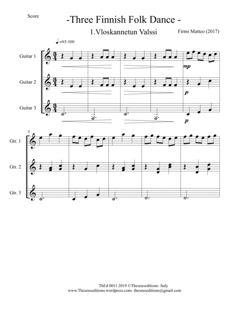 Three Finnish Folk Dance Sheet Music