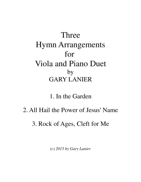 Free Sheet Music Three Hymn Arrangements For Viola And Piano Duet Viola Piano With Viola Part