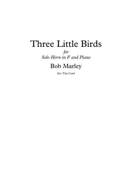 Three Little Birds Solo For Horn In F And Piano Sheet Music