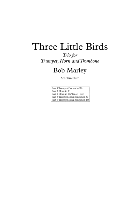 Three Little Birds Trio For Trumpet Horn And Trombone Sheet Music