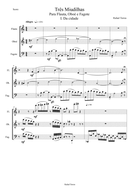 Three Miudilhas For Woodwind Trio 1 Miudilha Da Cidade Sheet Music