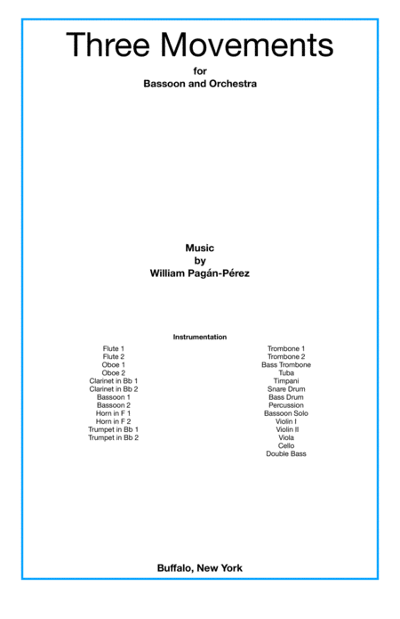 Three Movements For Bassoon And Orchestra Sheet Music