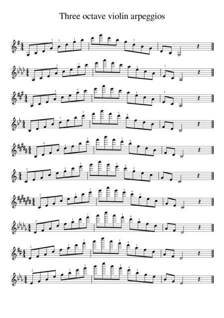 Free Sheet Music Three Octave Violin Arpeggios