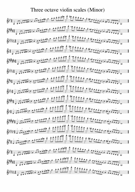 Three Octave Violin Scales Minor Sheet Music