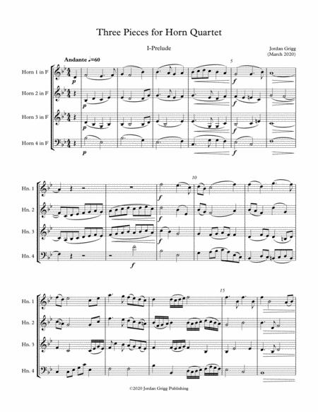 Free Sheet Music Three Pieces For Horn Quartet