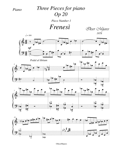 Free Sheet Music Three Pieces For Piano Op 20 1 Frenes