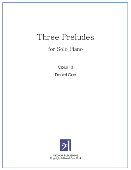 Free Sheet Music Three Preludes For Solo Piano Opus 13