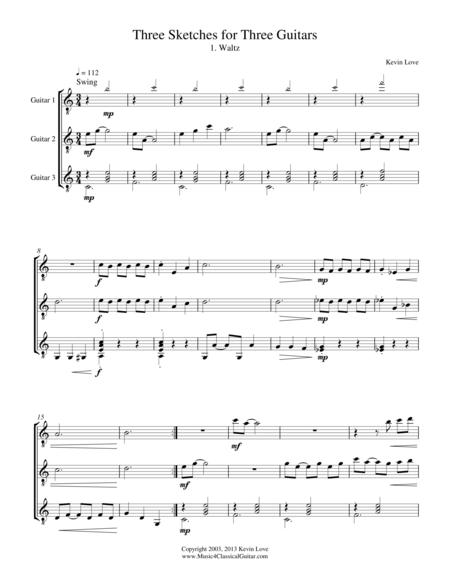 Three Sketches For Three Guitars Score And Parts Sheet Music