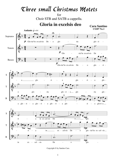 Free Sheet Music Three Small Christmas Motets For Choir Stb And Satb A Cappella