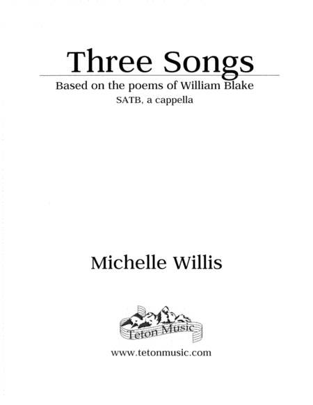 Free Sheet Music Three Songs Poems Of William Blake