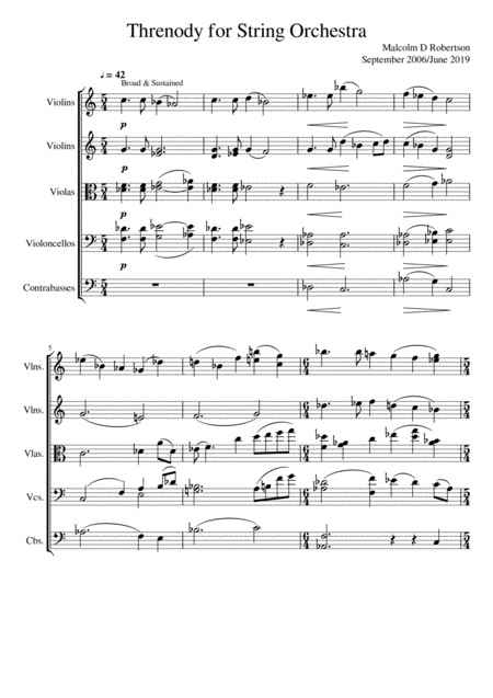 Threnody For String Orchestra Sheet Music