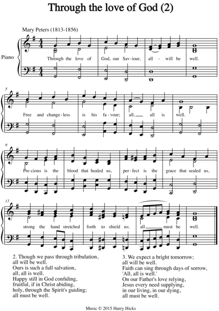 Through The Love Of God The Second Of Two New Tunes For This Wonderful Old Hymn Sheet Music