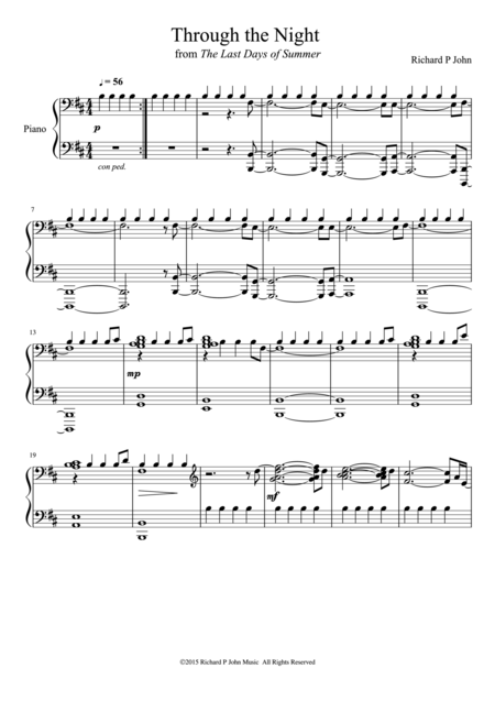 Free Sheet Music Through The Night From The Last Days Of Summer