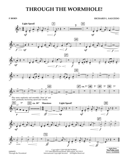 Through The Worm Hole F Horn Sheet Music