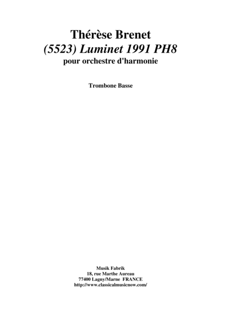 Free Sheet Music Thrse Brenet 5523 Luminet 1991 Ph8 For Concert Band Trombone 3 Part