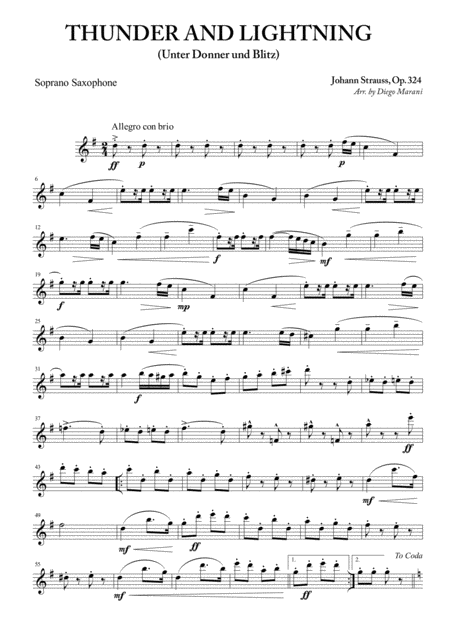 Thunder And Lightning For Saxophone Quartet Sheet Music