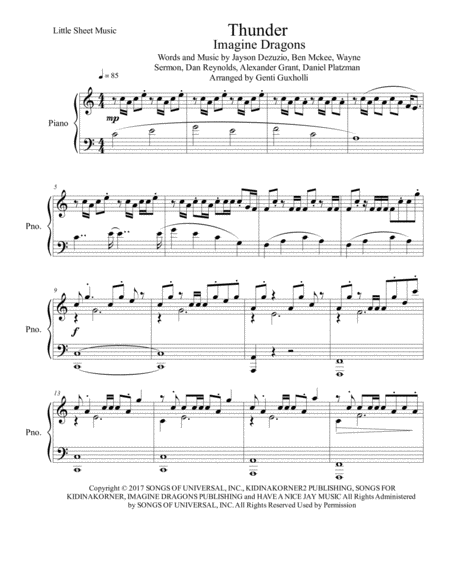 Free Sheet Music Thunder Piano Solo