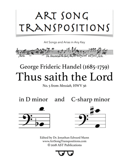 Thus Saith The Lord D Minor And C Sharp Minor Sheet Music