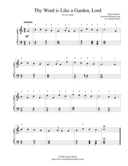 Thy Word Is Like A Garden Lord For Easy Piano Sheet Music