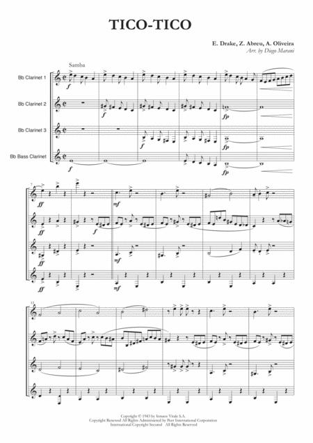 Tico Tico For Clarinet Quartet Sheet Music