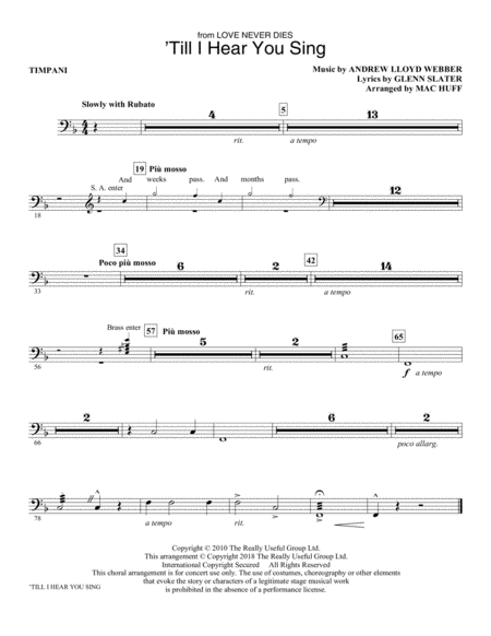 Till I Hear You Sing From Love Never Dies Arr Mac Huff Timpani Sheet Music