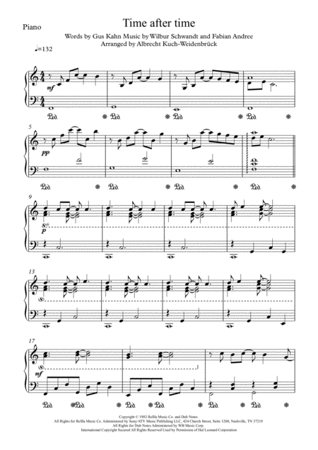 Time After Time Piano Solo Sheet Music