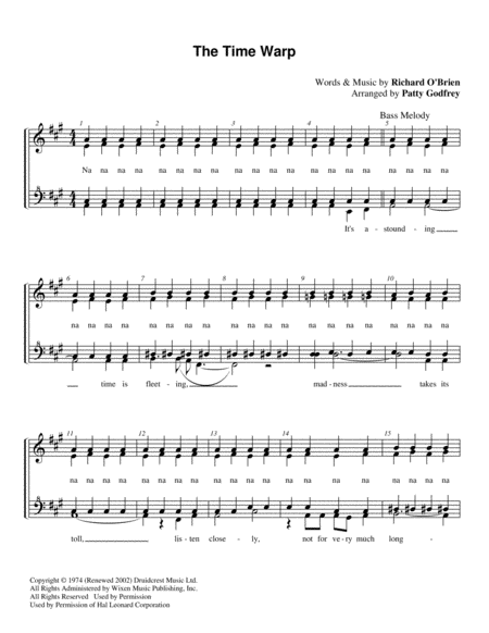 Time Warp The Womens Barbershop Ssaa Sheet Music