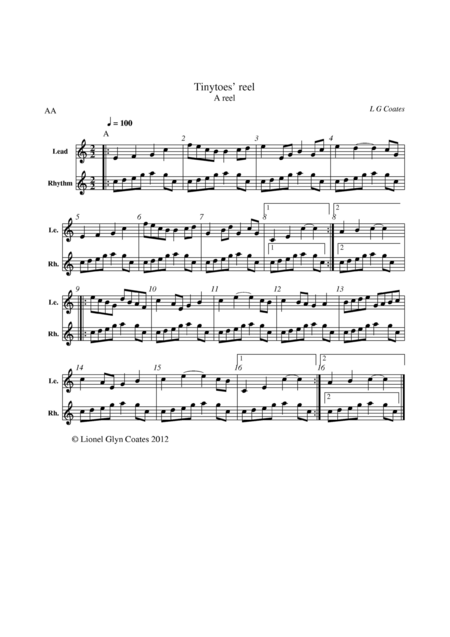 Free Sheet Music Tinytoes Reel