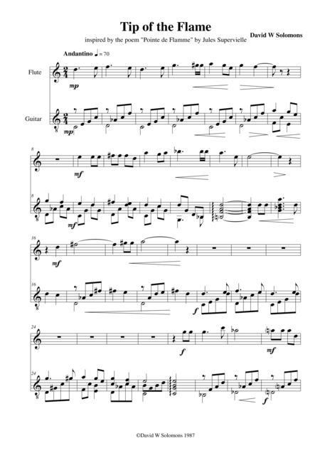 Tip Of The Flame For Flute And Guitar Sheet Music