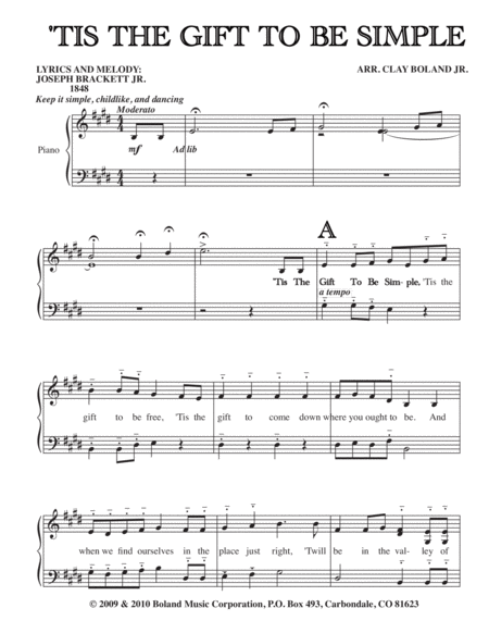 Free Sheet Music Tis The Gift To Be Simple