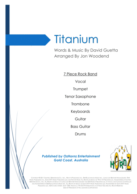 Titanium 7 Piece Horn Chart Sheet Music