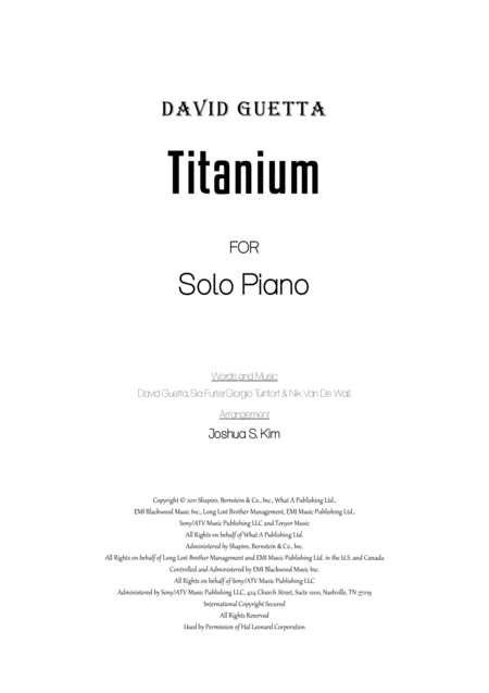 Titanium For Solo Piano Early Intermediate Sheet Music