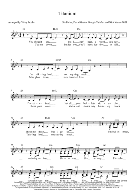 Free Sheet Music Titanium Lead Sheet For Singalongs