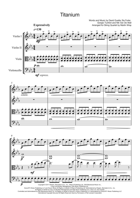 Free Sheet Music Titanium String Quartet